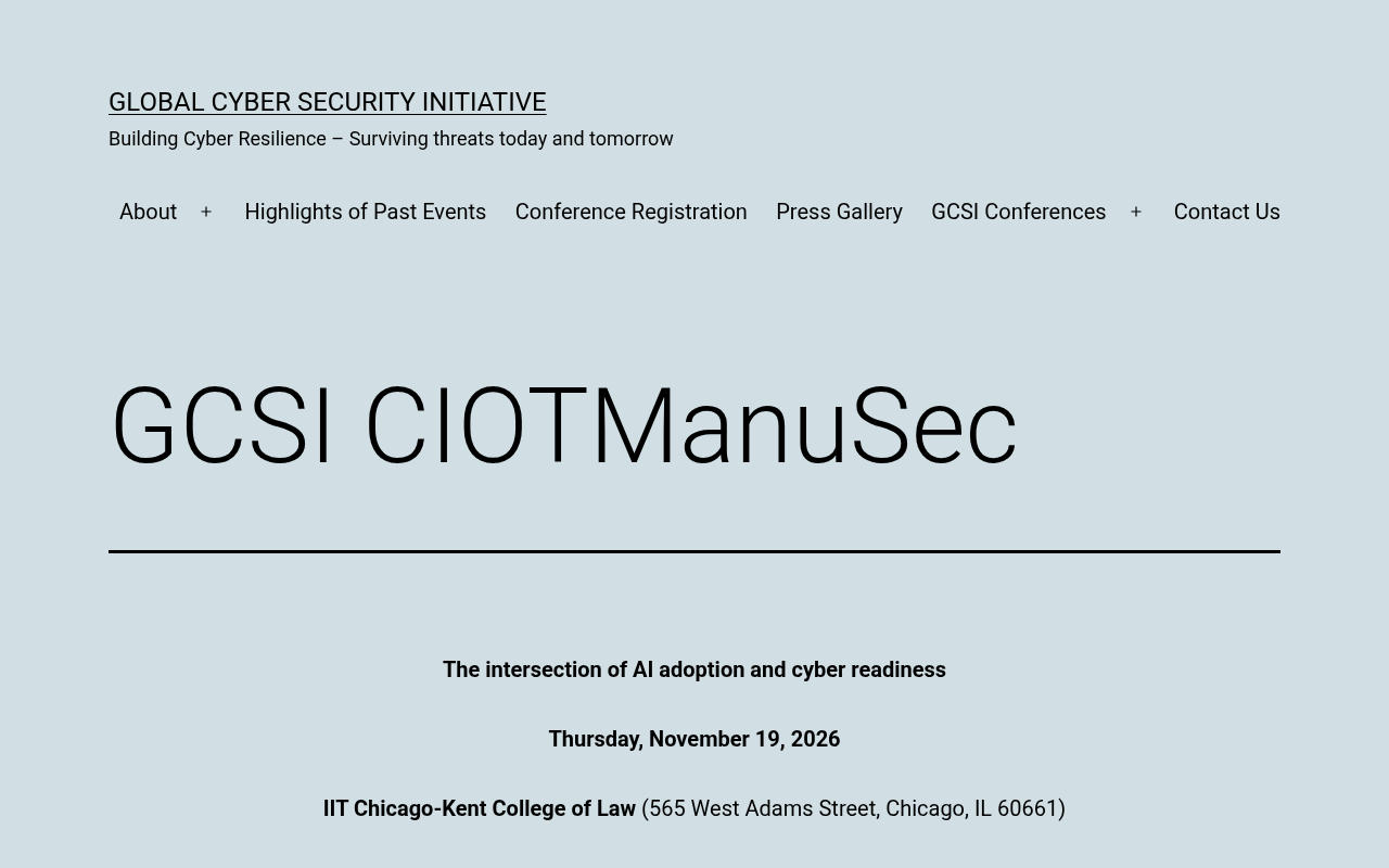 GCSI CIOTManuSec 2026 Chicago Illinois