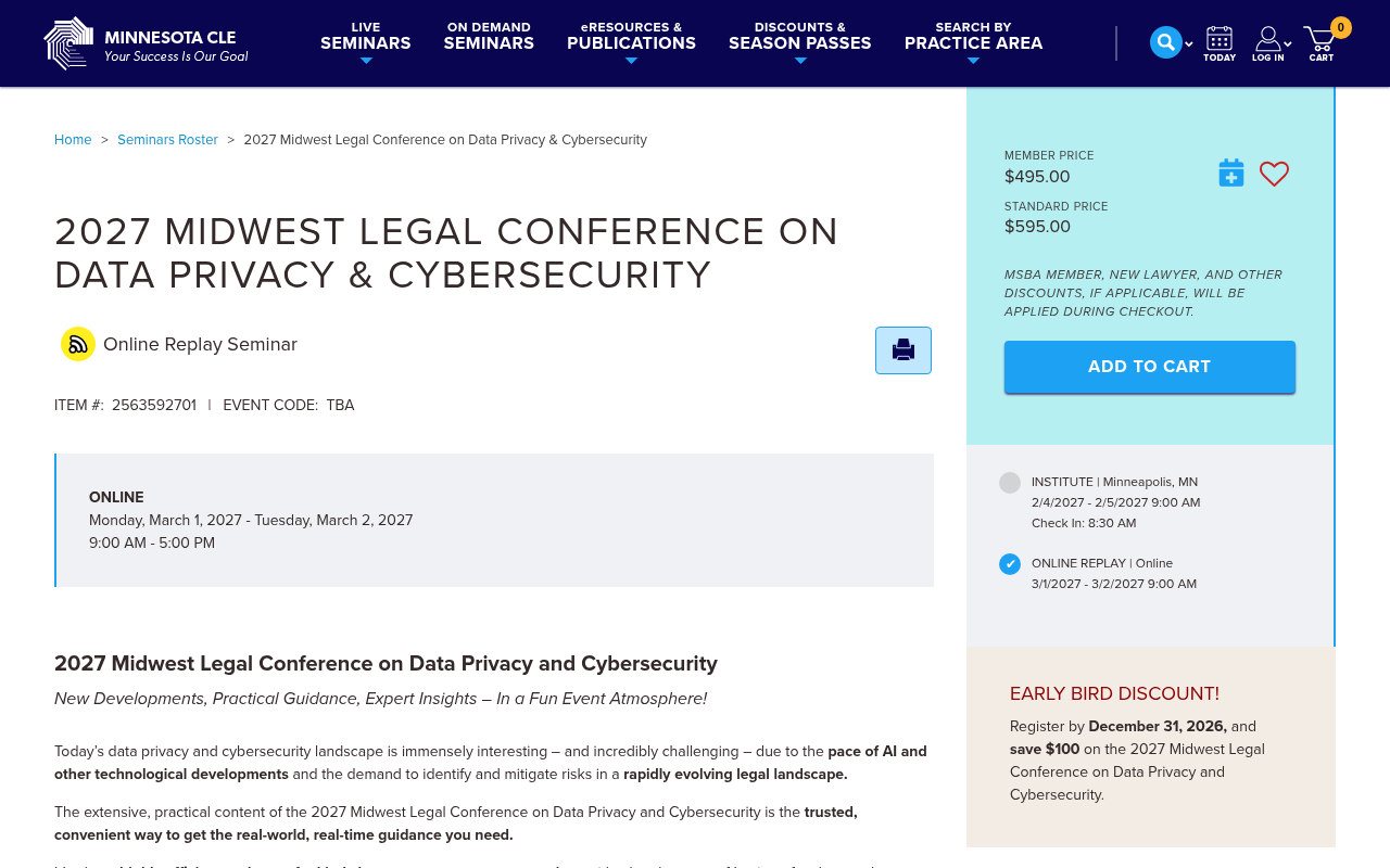 2027 Midwest Legal Conference on Data Privacy & Cybersecurity Minneapolis Minnesota
