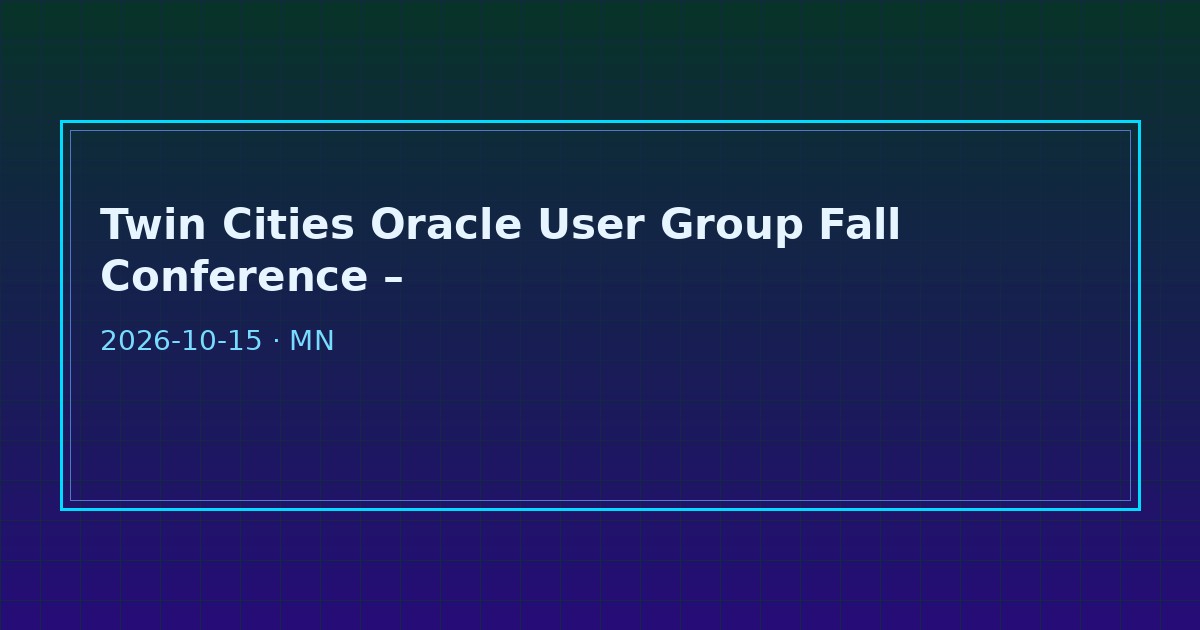 Dark tech graphic for TCOUG Fall 2026 Security conference Roseville