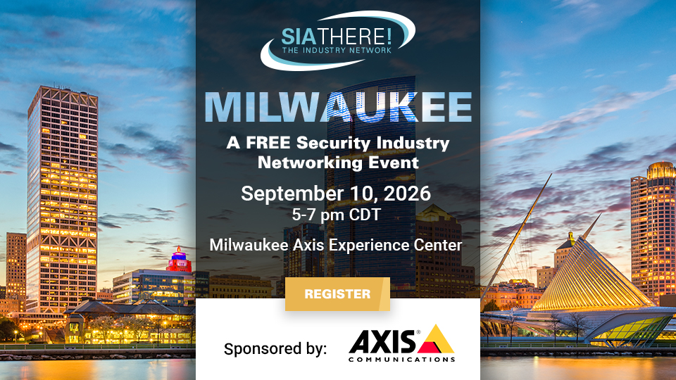 SIAThere! Milwaukee official banner with Milwaukee skyline, Axis Communications sponsorship, September 10 2026
